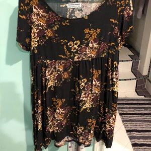 American Apparel Black Floral Babydoll dress